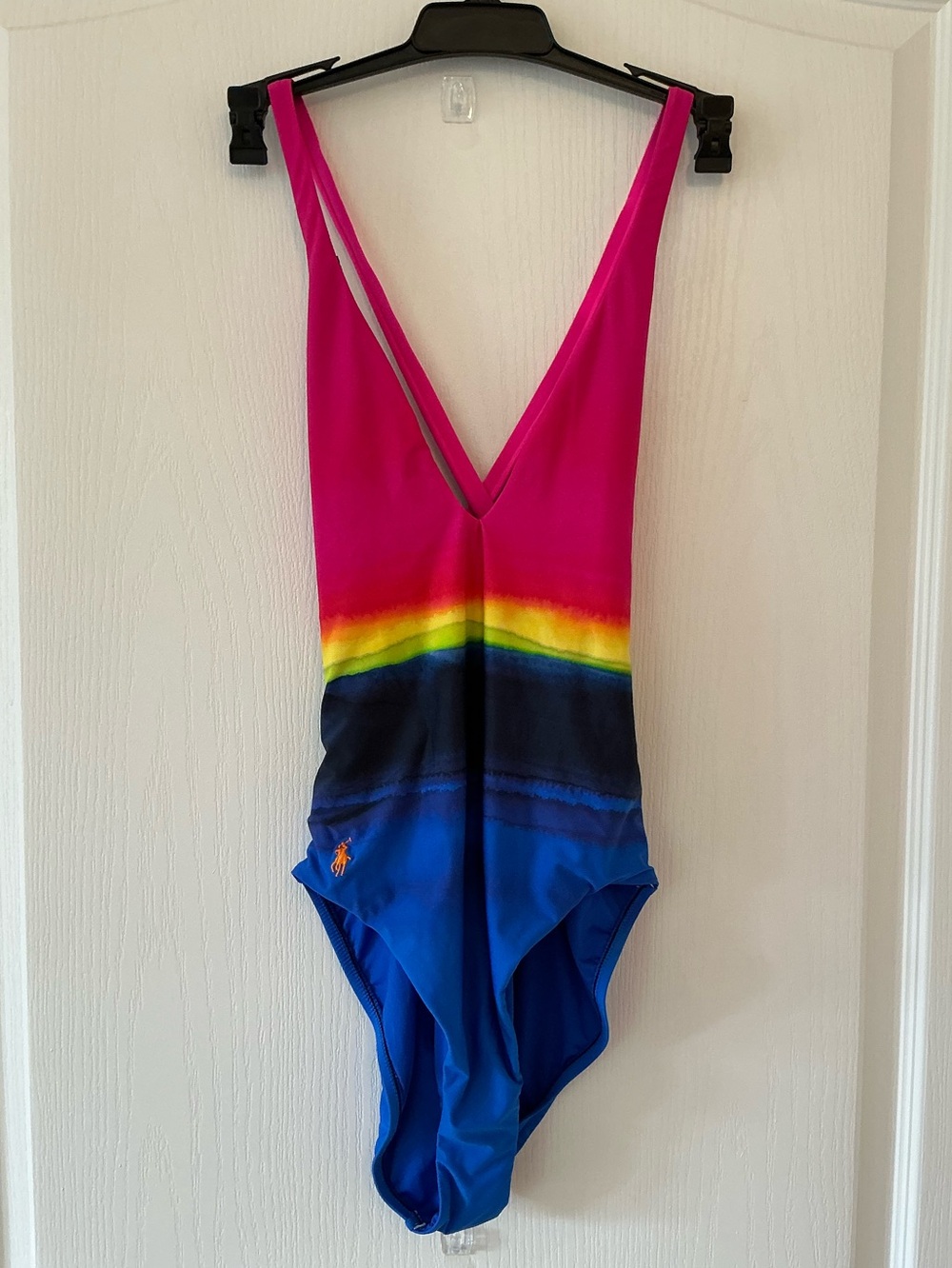 NWT‎ Polo Ralph Lauren Magenta to Blue Gradient One-Piece Rainbow Stripe